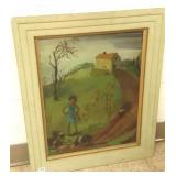 Framed signed Hulda Rotier Fischer oil on board-