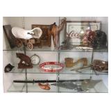 Group assorted collectibles including carved wood