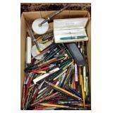 Large group vintage fountain pens, pencils, etc