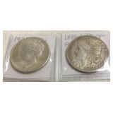 2 key date U.S. silver dollars- 1921 Peace & 1886S