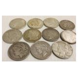 11- U.S. Morgan & Peace silver dollars