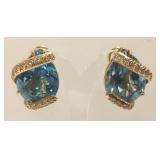 Fancy pair 14k gold pear shaped London blue topaz