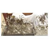 3 ornate 10-arm brass & crystal chandeliers