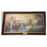 Framed antique lithograph allegorical scene