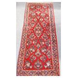 Antique oriental hand tied rug approx. 30" x 78"