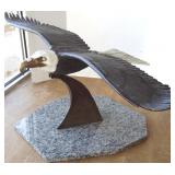 Approx. 46" bronze eagle on marble attributed to