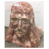 Signed G. Fay 12" marble carved bust of Native