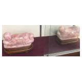 2 carved oriental rose quartz 14" pillow form