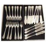 24 pieces signed Berger 800 silver engraved fish