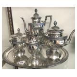 5 pieces signed A. Burger .800 silver tea service