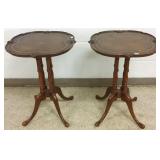2 carved leather top parlor tables