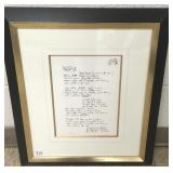 Limited Edition 643/1000 framed John Lennon lyrics