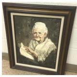 Signed Marcella oil on canvas - elderly woman-