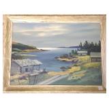 Vintage lake shore painting 17" x 24" signed by
