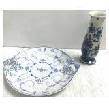 Antique Villeroy & Boch tray & Delft vase