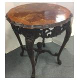 Antique carved & inlaid lamp table