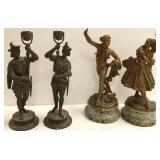 2 pairs antique Spelter figures
