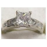 14k white gold engagement ring set with