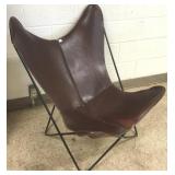 Butterfly chair with leather sling seat