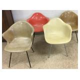 4 fiberglass shell chairs including 2 Herman