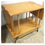 Mid century modern drop leaf blond bar cart with