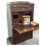Antique inlaid dropfront desk with secret