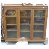 Antique oak 3 door bookcase