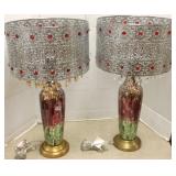2 modern mosaic glass table lamps