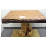 California redwood slab table with spruce burl