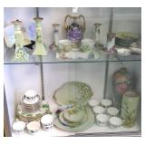 Group of handpainted china, large vases,