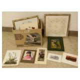 Painting on tin, unframed artworks, etc.