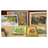 6 framed signed etc. oil paintings
