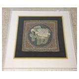 Lucite framed Asian needlework 30" square