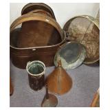 Copper boiler, funnels, sieves, etc
