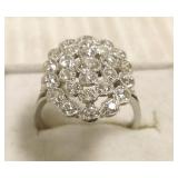 Ladies 14k white gold cocktail ring set with