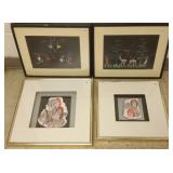 4 framed original modern artworks