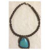 Vintage Southwest silver necklace set with