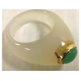 Hardstone ring set with jade & gold? collar