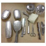 13-piece sterling dresser set including powder