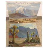 2 unframed signed E.L.W. oils on canvas-