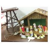 Vintage twig table & Nativity set