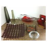 7 pieces mid century glass including Murano,