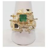 Vintage ornate 14k yellow gold ring set with an