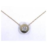 14k yellow gold pendant on chain set with approx