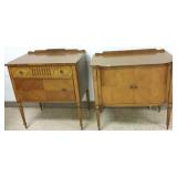 Inlaid bow front chest & 2-drawer inlaid chest