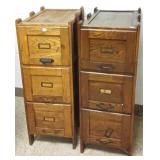 2 oak 3-drawer file cabinets