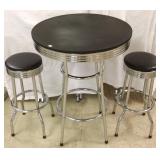 Retro style chrome pub table & 2 stools