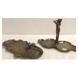 2 art nouveau figural brass trays