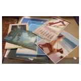 Group unframed vintage pinups, lithos, etc