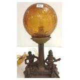 Deco metal figural lamp with shade- re-wired (as
